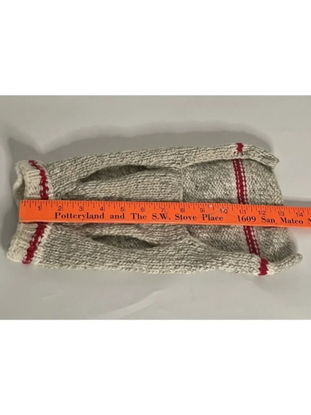 Chilly Dog Squirrel Patrol 100% Wool Hand Knit Dog Sweater Gray Red 14